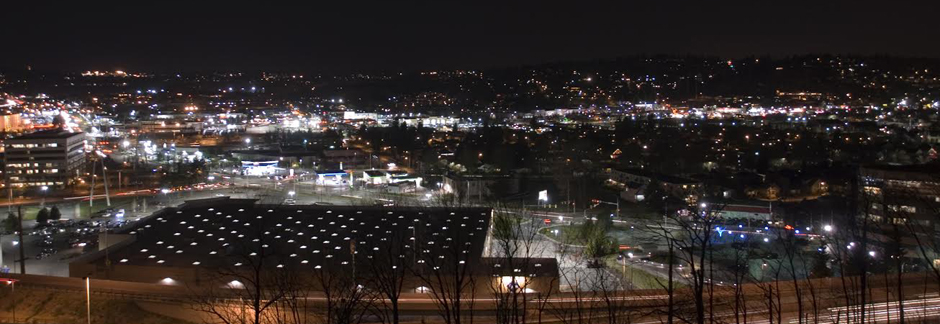 reno-led-streetlight-image Aerial view of Reno, Nevada at night showing new LED lighting in public spaces
