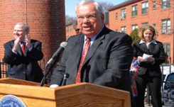 boston-housing-authority-menino Former Boston Mayor Thomas M. Menino speaks at a press event announcing energy efficiency measures for the Boston Housing Authority