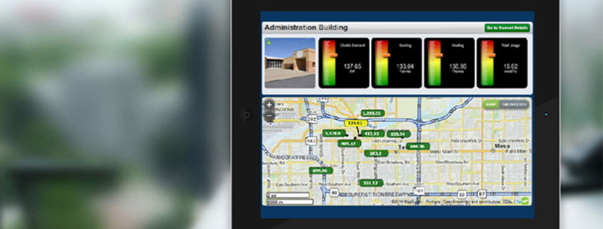 energy-data-analysis Energy data displayed on a tablet computer sreen