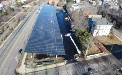 roxbury-community-college-245-151 Daytime aerial view of a solar car park on the campus of Roxbury Community College