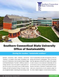 Scan of a page of Business View Magazine from October 2015 showing an article on Southern Connecticut State University