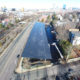 Aerial view of a solar car park at Roxbury Community College