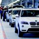 White BMW SUVs roll off an assembly line