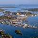 Daytime aerial view of Portsmouth Naval Shipyard