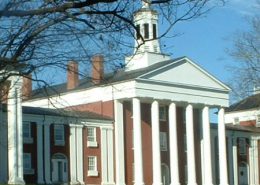 Daytime view of buildings on the campus of Washington and Lee University