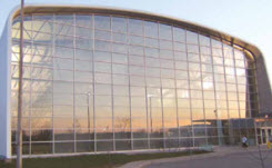 canada-games-aquatic-centre Daytime exterior view of the Canada Games Aquatic Centre