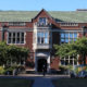 Close up exterior view of Gray Campus Center at Reed College
