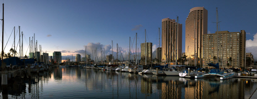 Daytime view of a marina in Hawaii