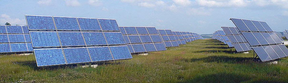 Daytime viiew of solar panels in field