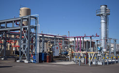 Daytime view of a renewable natural gas plant at the Phoenix 91st Avenue Wastewater Treatment Plant