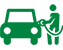 Silhouette icon of a person refueling a car