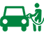 Silhouette icon of a person refueling a car