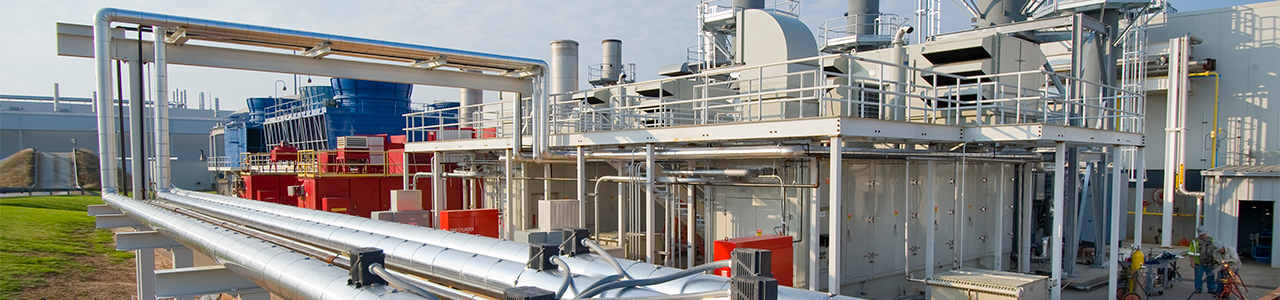 Daytime view of a landfill gas to energy plant