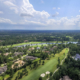 Daytime aerial view of Woodlands Water, Texas golf course.