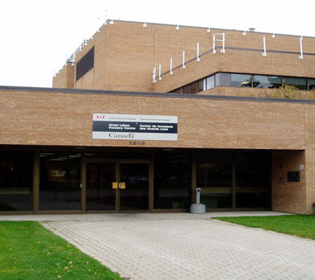 Daytime view of the entrance to Natural Resources Canada Great Lakes Forestry Centre