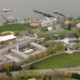 Daytime aerial view of the U.S. Coast Guard Academy in Bristol Connecticut