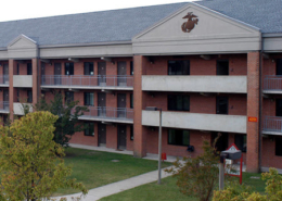 Daytime exterior view of barracks at U.S. Marine Corps Air Station Cherry Point