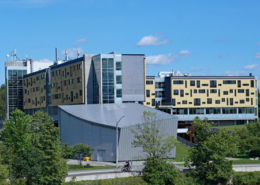 Daytime view of campus buildings at Trent University in Ontario