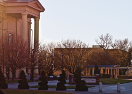 Daytime view of the campus of West Texas A and M University with the Old Main Building on the left