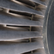 Close up view of blades on a large cooling fan