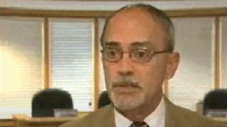 Mayor Mike Lorentz of the City of Belpre is interviewed in an office