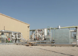 Daytime exterior view of biogas equipment in Dallas, Texas
