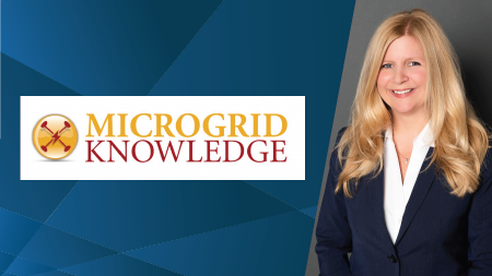 Title card for Microgrid Knowledge webinar with Nicole Bulgarino of Ameresco
