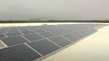 Daytime view of a solar farm in New Castle County, Delaware