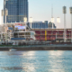 Great American Ballpark as seen from the Ohio River at dusk