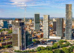 Daytime view of part of the skyline in Manchester, United Kingdom