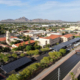 Aerial view of Brophy College Preparatory School showing solar carport systems in the parking lot