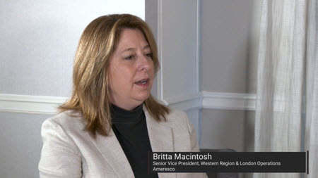 Screen capture of Ameresco Senior Vice President Western Region & London Operations Britta MacIntosh discussing the resilience benefits of microgrid energy systems