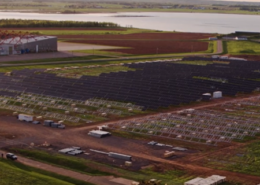 Aerial view of renewable energy generating equipment at Slemon Park on Prince Edward Island