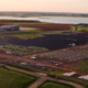 Aerial view of renewable energy generating equipment at Slemon Park on Prince Edward Island