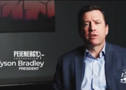 Video capture shows PEI Energy Corporation President Tyson Bradley speaking in his office