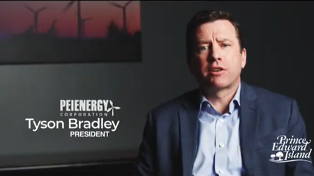 Video capture shows PEI Energy Corporation President Tyson Bradley speaking in his office