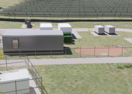 Rendering of proposed solar panels and energy storage equipment at US Coast Guard Training Center in Petaluma CA