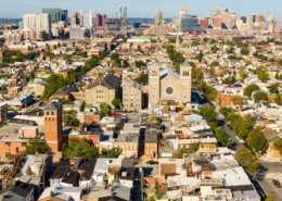 Daytime aerial view of downtown Baltimore, Maryland