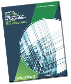 The cover of Ameresco's free Energy Resilience white paper: Driving Resiliency Through Your Organization's Energy Infrastructure
