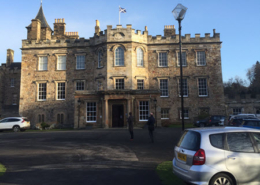 Daytime view of a portion of Newbattle Abbey College in Scotland