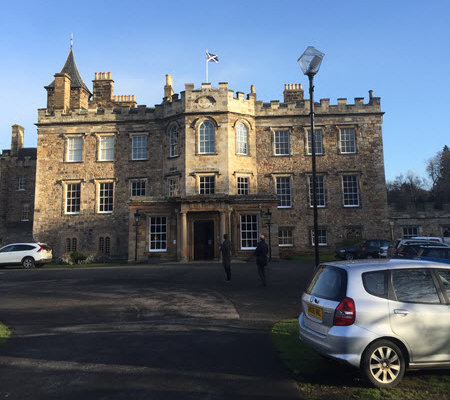 Daytime view of a portion of Newbattle Abbey College in Scotland
