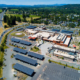 Daytime aerial view of Santa Rosa Hospital showing solar carports