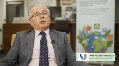 Video capture shows University of West London Deputy Vice Chancellor Professor Anthony Woodman speaking in an office