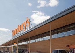 Daytime view of the exterior of a Sainsbury's supermarket