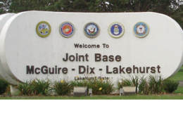 Daytime view of the entrance sign at Joint Base McGuire - Dix - Lakehurst