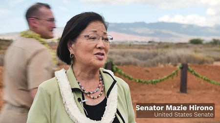 Screen capture of Hawai'i Senator Mazie Hirono speaking at the groundbreaking of the Kūpono solar farm