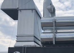 Daytime exterior view of cogeneration equipment at Wexham Park Hospital