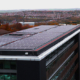 Daytime view of a rooftop solar array on a Barnsley Council building