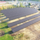 Daytime aerial view of a solar farm in Missoula Montana