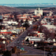 Daytime view of a section of Pendleton Oregon with mountains in the distance